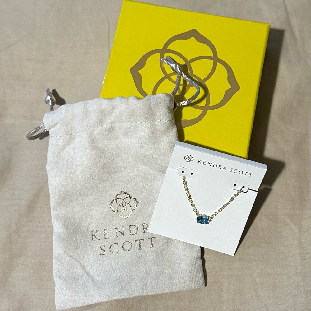 Kendra Scott Gold Necklace with Teal Stone